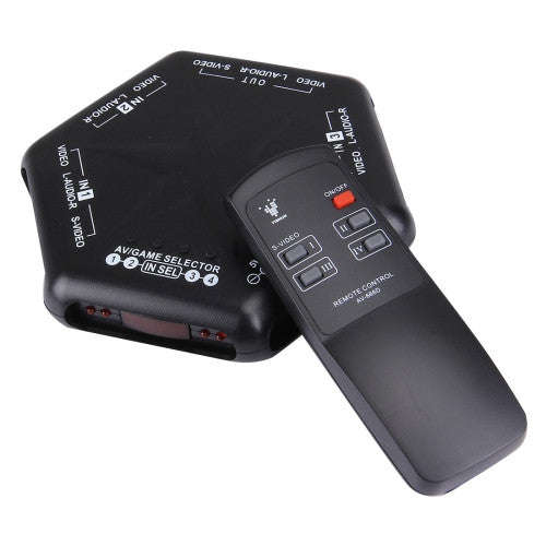 AV-666D Multi Box RCA AV Audio-Video Signal Switcher + 3 RCA Cable with Remote Control 4 Group In...
