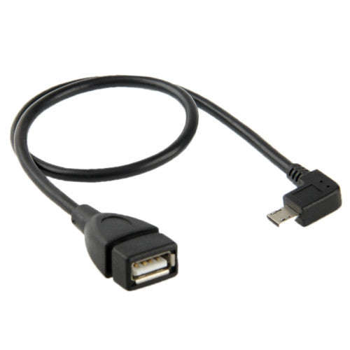 90 Degree Micro USB Male to USB 2.0 AF Adapter Cable with OTG Function Length: 40cm(Black)