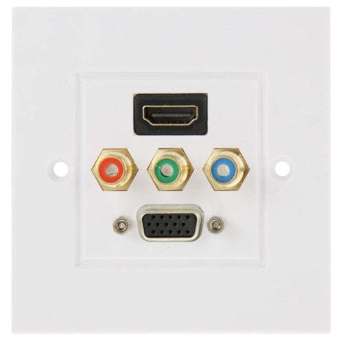 USB 3.0 Female Plug + 3 RCA Female Plugs + VGA Female Plug Wall Plate Panel