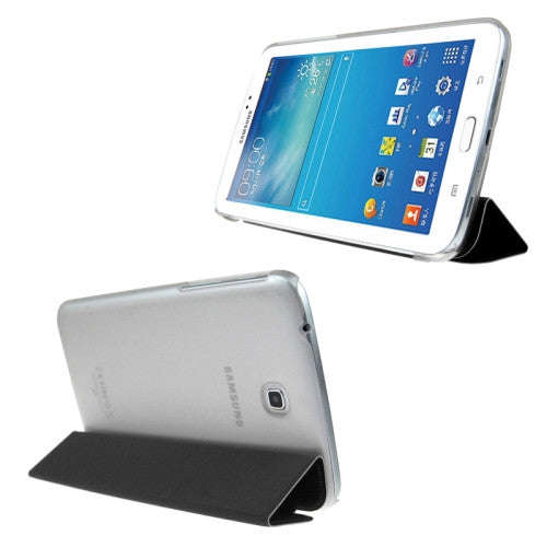 ENKAY 3-folding Toothpick Texture Flip PU Leather Cover Plastic Case for Samsung Galaxy Tab 3 (7....