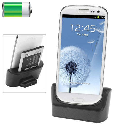 Desktop Charger Cradle with 2nd Battery Slot for Samsung Galaxy S III / i9300 (Black)
