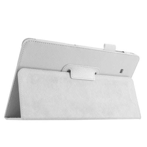 Litchi Texture Leather Case with Holder for Samsung Galaxy Tab E 9.6 / T560 / T561(White)