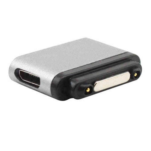 LED Aluminum Micro USB to Magnetic Charger Adapter for Sony Xperia Z3 / Z2 / Z1 / L39h(Silver)