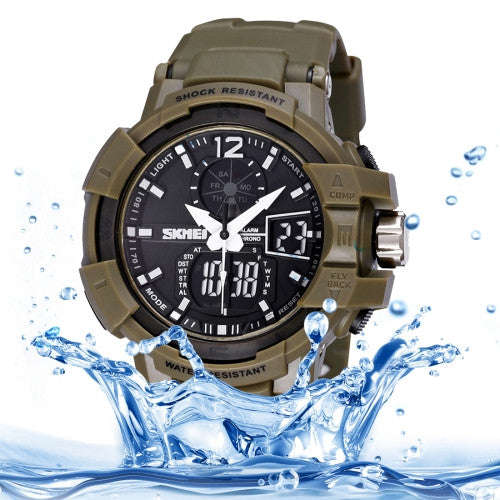 SKMEI Quartz + Digital Dual Movement 5 ATM Waterproof Round Dial Chronograph & Luminous Function ...