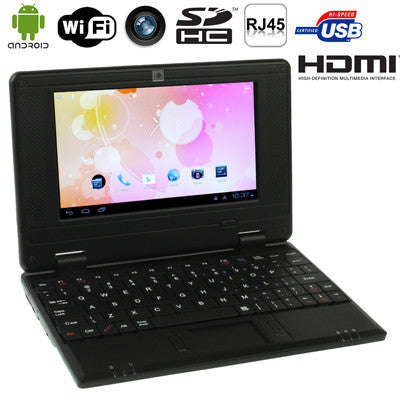 7.0 inch Android 4.0 Notebook PC CPU: VIA WM8880 A9 Dual Core 1.5GHz(Black)