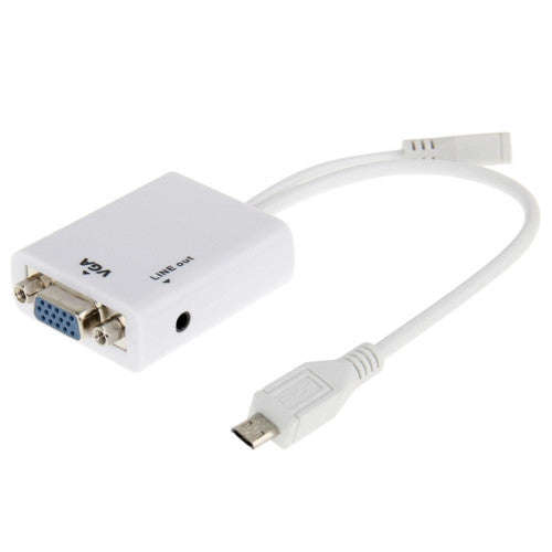 Micro USB to VGA + Audio MHL Adapter Cable for Samsung Galaxy S II / i9100 / i9220 / i9250(White)