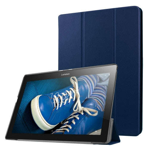 Custer Texture Horizontal Flip Solid Color Leather Case with Three-folding Holder for Lenovo TAB ...
