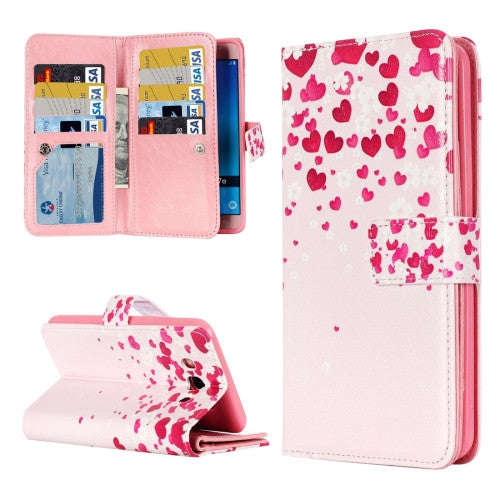 For Samsung Galaxy J7 (2016) / J710 Love Flower Pattern Horizontal Flip Leather Case with 9 Card ...