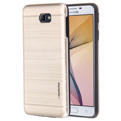 For Samsung Galaxy J7 Prime Brushed Texture Metal + TPU Protective Combination Case (Gold)