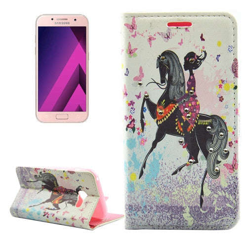 Samsung Galaxy A5 Case, (2017) / A520 Butterfly and Riding Horse Girl Pattern Diamond Encrusted H...