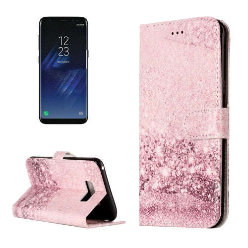 Samsung Galaxy S8 Case, Rose Gold Pattern Horizontal Flip Leather Protective Case with Holder & C...