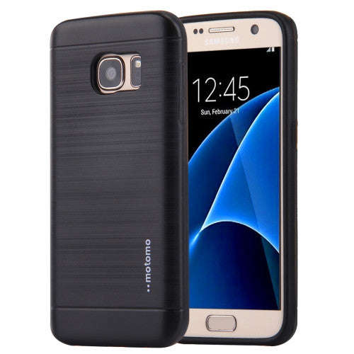 MOTOMO for Samsung Galaxy S7 / G930 Brushed Texture Metal + TPU Protective Case(Black)
