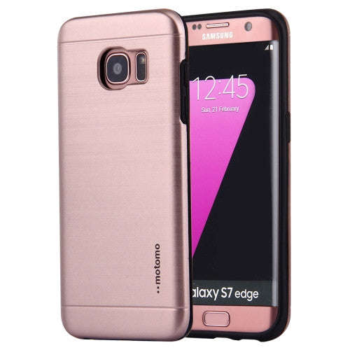 MOTOMO for Samsung Galaxy S7 Edge / G935 Brushed Texture Metal + TPU Protective Case(Rose Gold)
