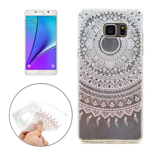 For Samsung Galaxy Note 5 / N920 Pink Pattern Transparent Soft TPU Protective Back Cover Case