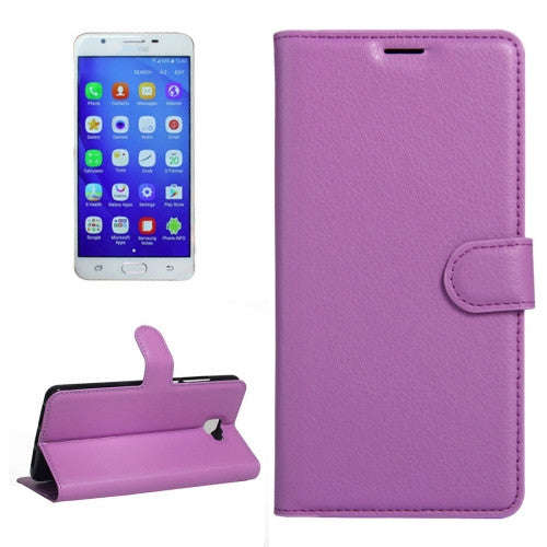 For Samsung Galaxy J7 Prime Litchi Texture Horizontal Flip PU Leather Case with Holder & Card Slo...