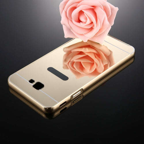 For Samsung Galaxy J7 Prime Mirror Push Pull Back Shell Cover + Electroplating Bumper Frame Prote...