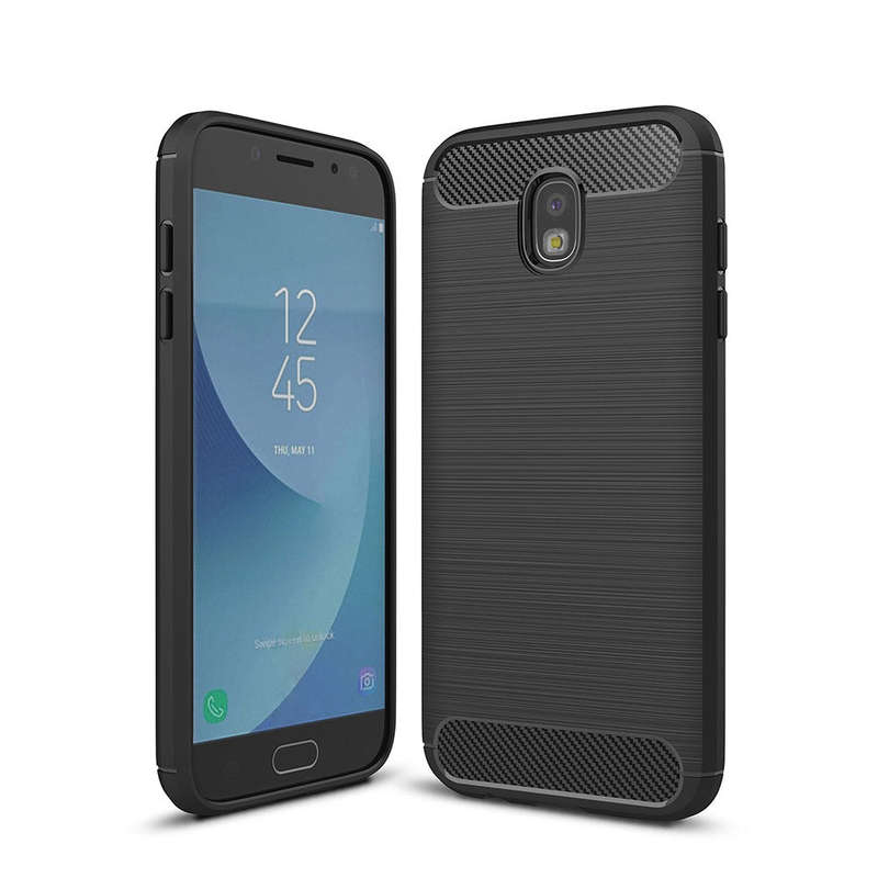For Samsung Galaxy J530 / J5 Pro Brushed Texture Carbon Fiber Shockproof TPU Rugged Armor Protect...