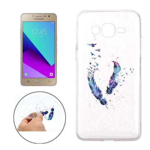 Samsung Galaxy J2 Prime Case, G532 Case, Feather Pattern Soft TPU Protective Back Cover Case