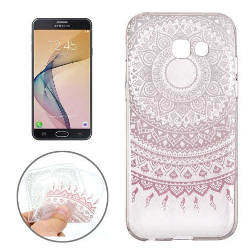 For Samsung Galaxy J7 (2017) / J7 Prime Pink Flower Buds Pattern Soft TPU Protective Back Cover Case