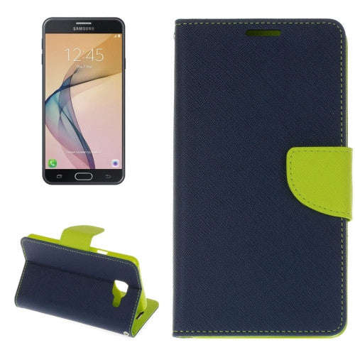 For Samsung Galaxy J7 Prime Cross Texture Leather Case with Card Slots & Holder & Wallet (Dark Blue)