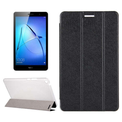 Huawei MediaPad T3 8 inch Silk Texture Horizontal Flip Leather Case with 3-folding Holder (Black)