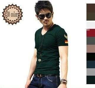 Men's Short Sleeve T Shirt Slim fit - Dark Blue. / Large