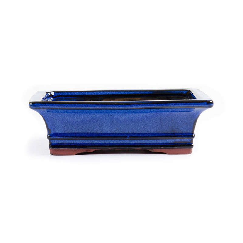 20cm x 15cm x 7cm - Glazed Bonsai Container - Blue