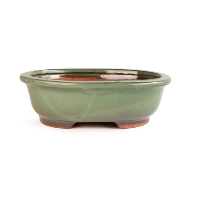 19cm x 16cm x 6cm Glazed Bonsai Container - Forest Green