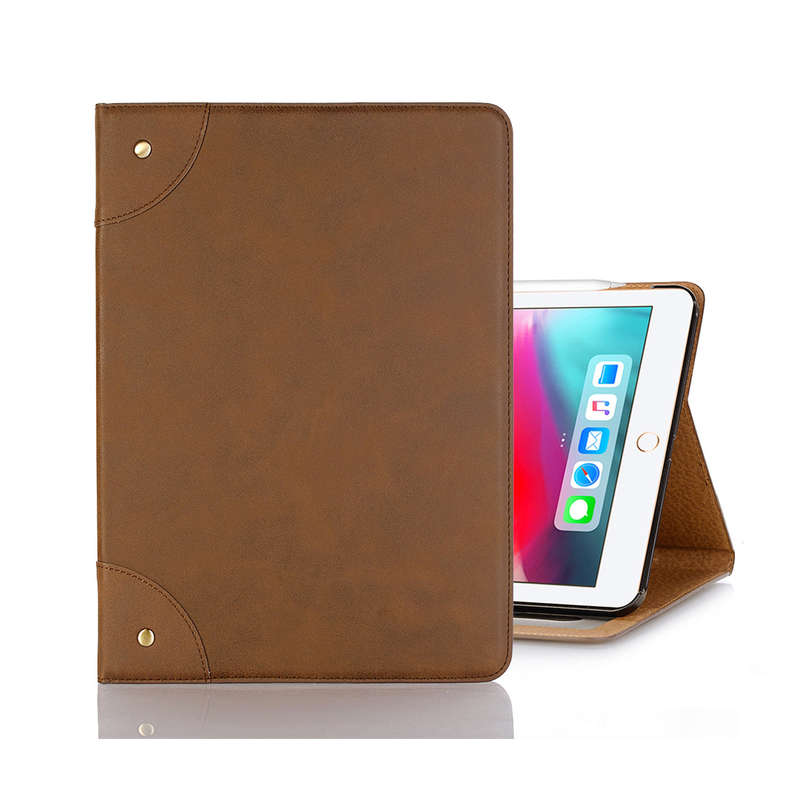 iPad 7 Leather Case - Light Brown - 1+