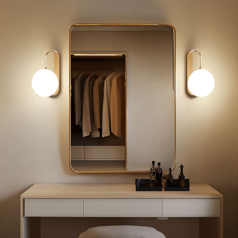 Spazio Gold LED Wall Light Opal Glass IP44