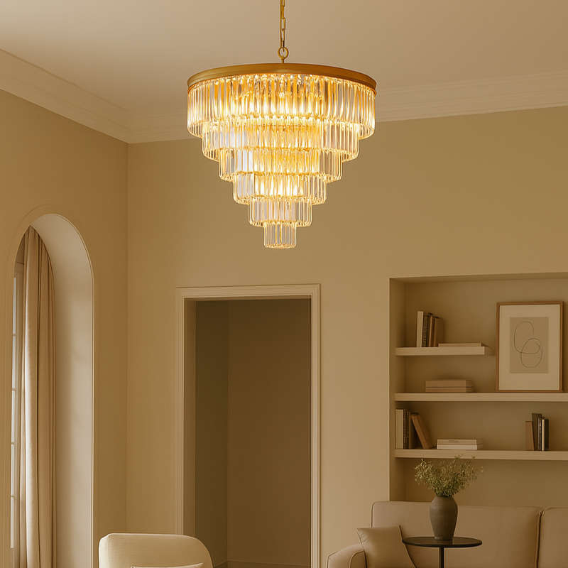Sand Gold 7 Tier Crystal Chandelier