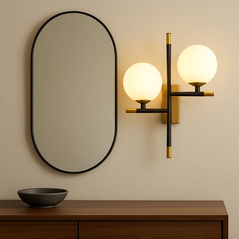 Urban Gold and Black LED Wall Light with Opal Glass