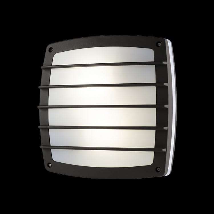 Square Grid Matt Black Bulkhead Light IP54
