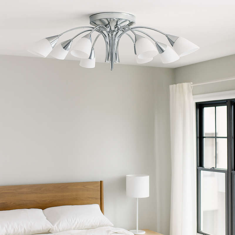 Satin Chrome Flush Mount Pendant