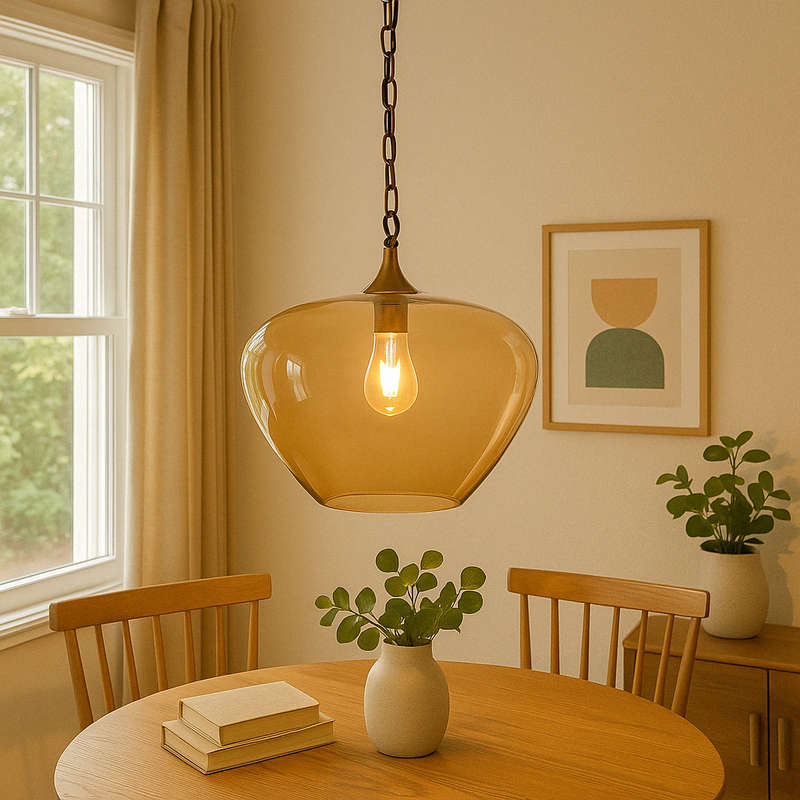 Large Amber Apple Pendant Light