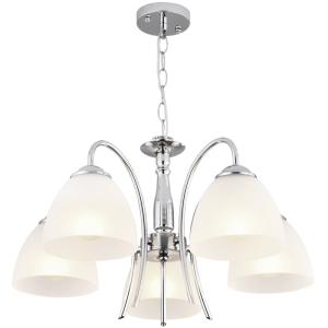 Chandelier Polished Chrome with Frosted Glass 5-Light