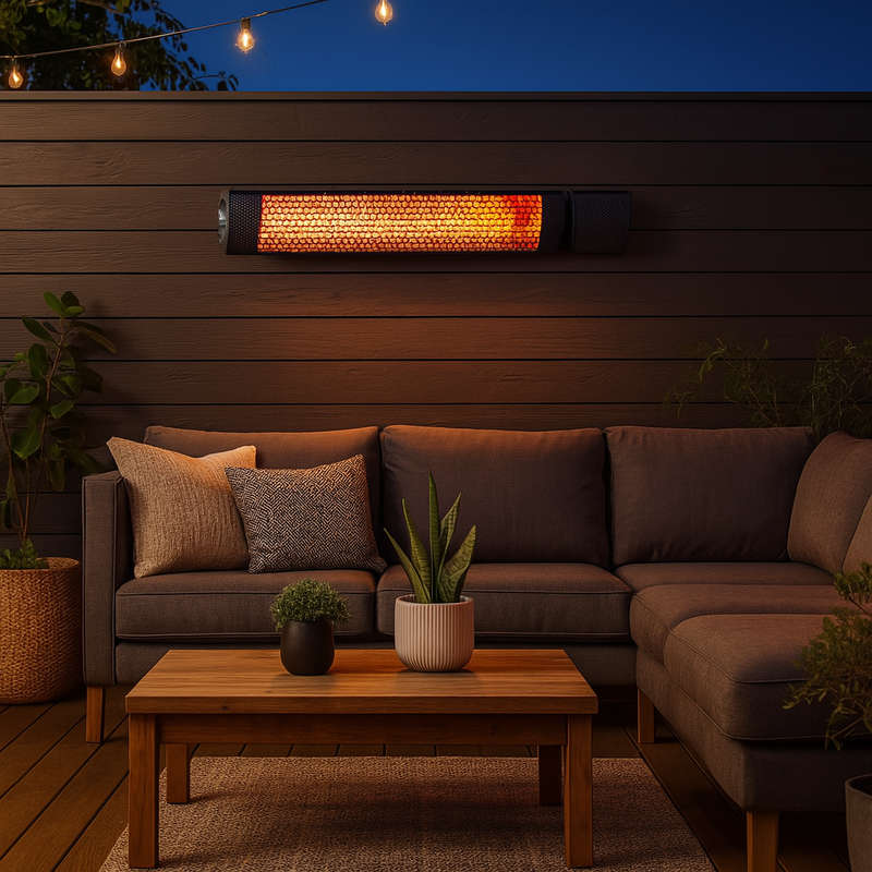 Black 2000W Halogen IR Heater - IP65