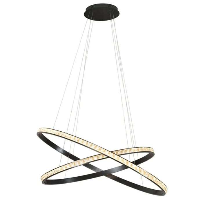 Black & Crystal LED Pendant Light - Oval Design