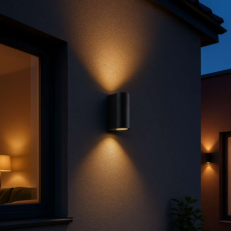 Emma Matt Black Outdoor Wall Light IP44 Up & Down Lighting