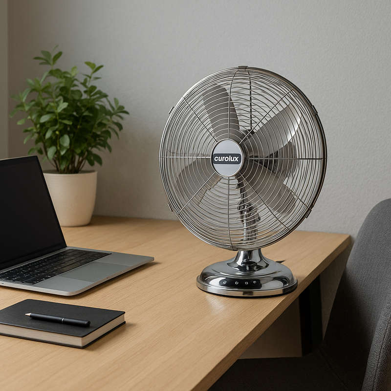 Desk Fan - 4 Blade Satin Chrome