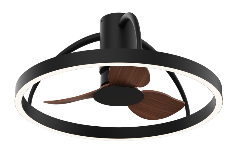 Modern Black & Wood 60cm LED Ceiling Fan