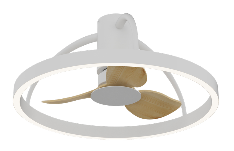 Modern White & Wood 60cm LED Ceiling Fan