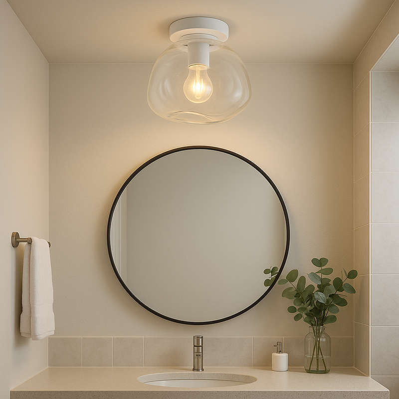 Small Clear Glass Molten Ceiling Light