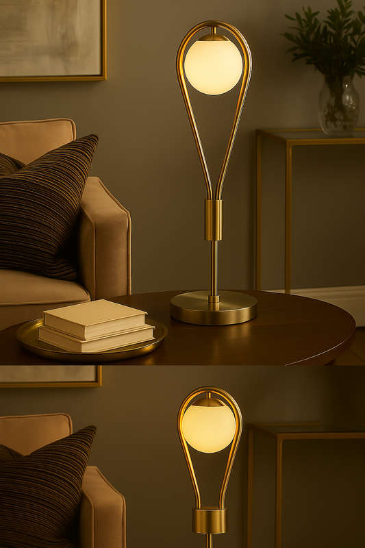Satin Gold Tear Drop Table Lamp