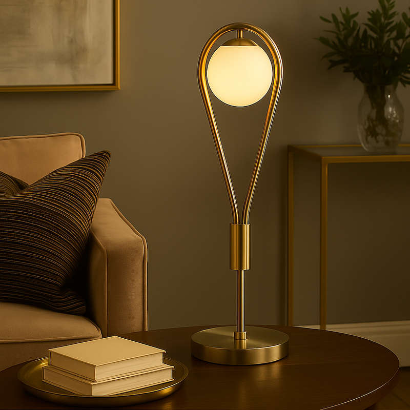 Satin Gold Tear Drop Table Lamp