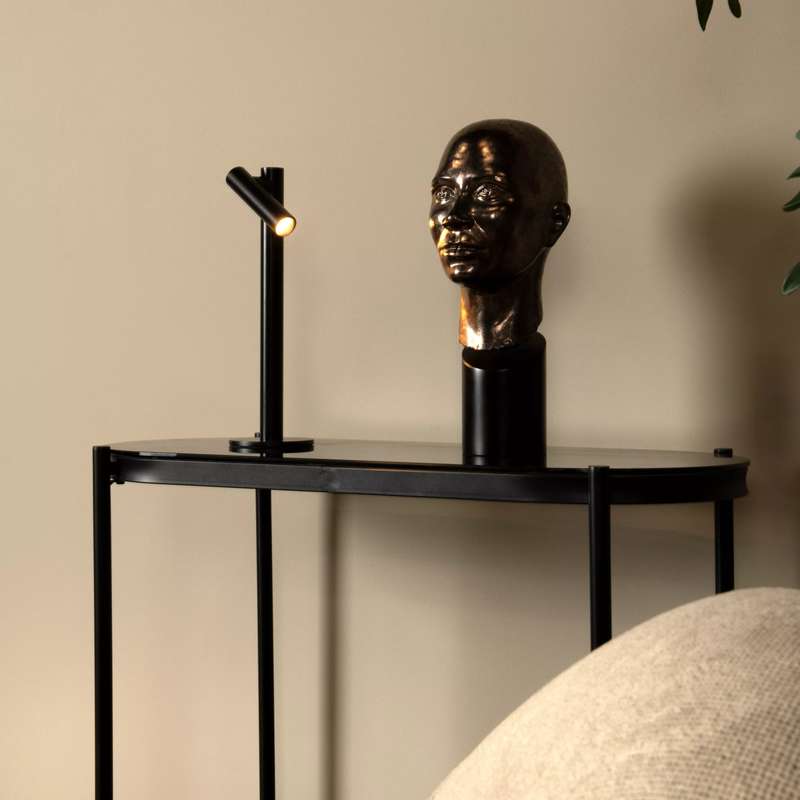 Zoom Rechargeable Black Table Lamp