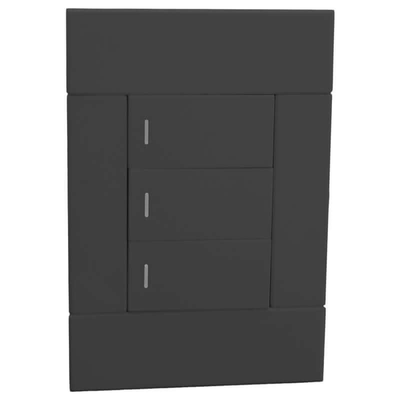 Veti 2 - Charcoal Three Lever Wall Switch