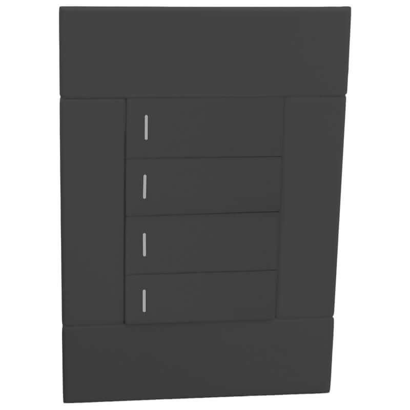 Veti 2 - Charcoal Four Lever Wall Switch