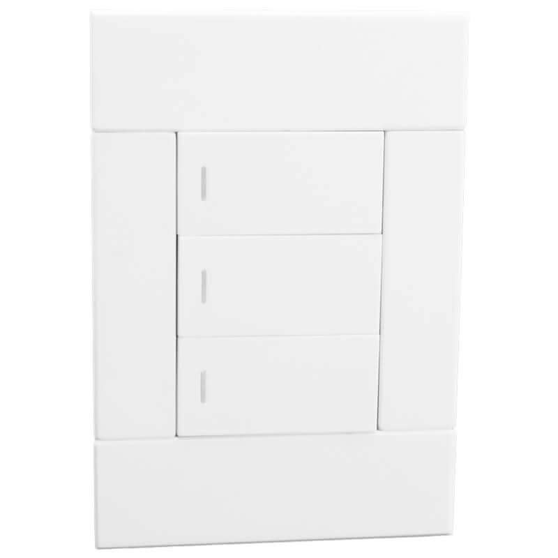 Veti 2 - White Three Lever Wall Switch