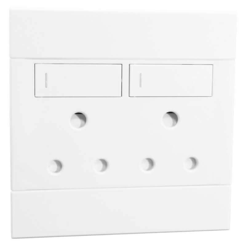 Veti 2 - White 2 x 16A Sockets - Switched